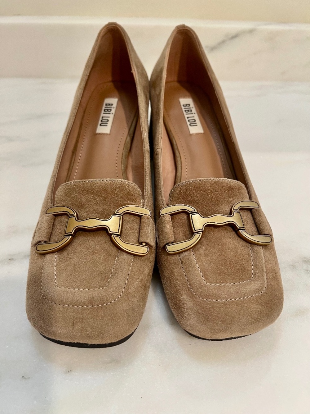Bibi Lou Anthropologie Zagreb Suede Loafers in Camel, Sz 38, 8.